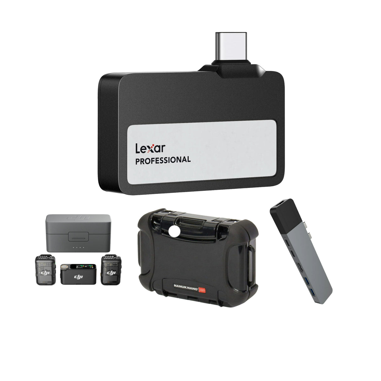 Lexar 1TB Professional Go USB 3.2 Gen 2 Type-C Portable SSD with DJI Mic 2 and Accessories Bundle - 1