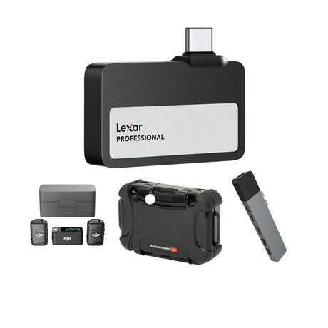 Lexar 1TB Professional Go USB 3.2 Gen 2 Type-C Portable SSD with DJI Mic 2 and Accessories Bundle - 1