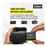 Koah PRO Rechargeable 1300mAh Battery (2-Pack) and Dual Charger for Sony NP-FW50