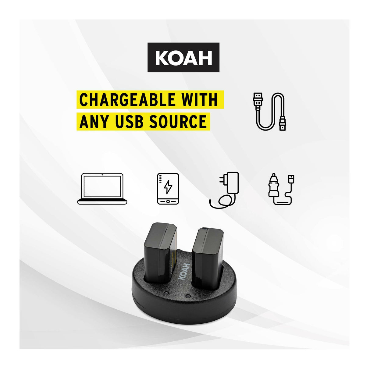 Koah PRO Rechargeable 1300mAh Battery (2-Pack) and Dual Charger for Sony NP-FW50