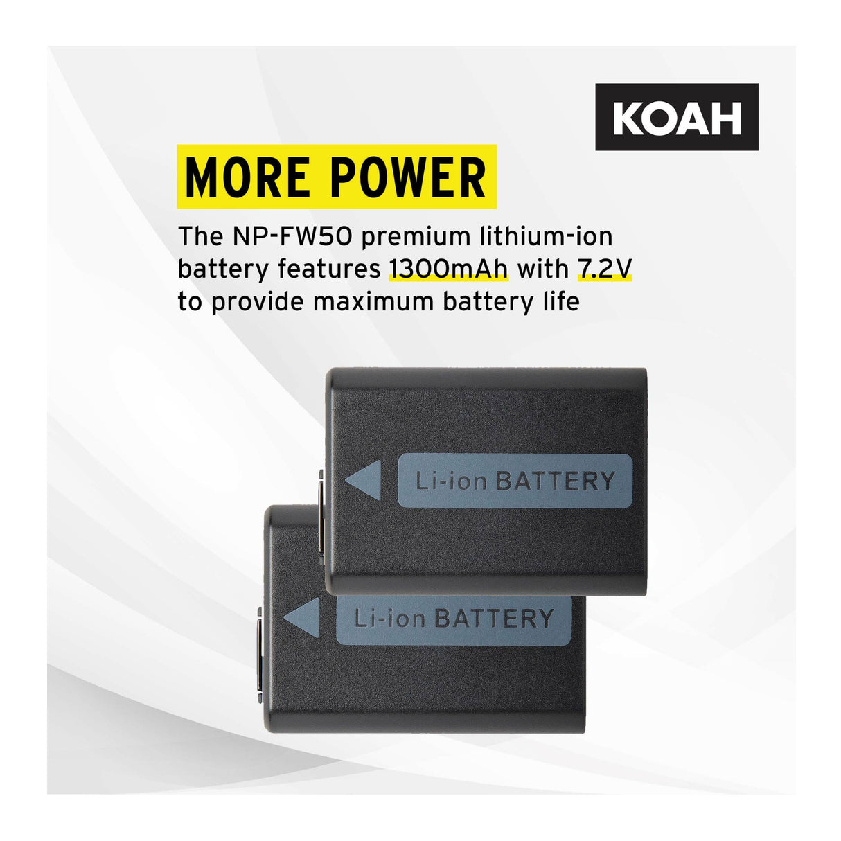 Koah PRO Rechargeable 1300mAh Battery (2-Pack) and Dual Charger for Sony NP-FW50