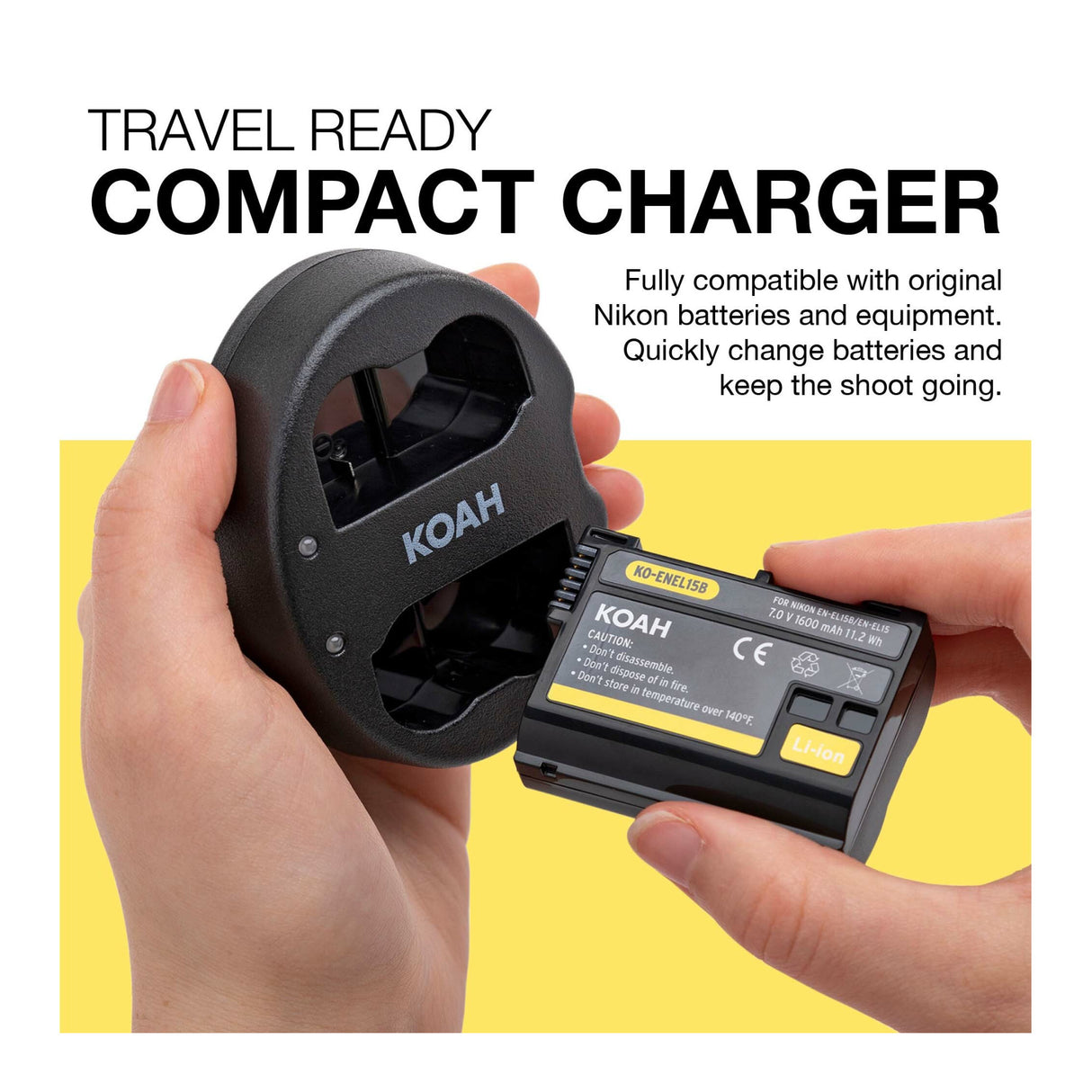 Koah Battery (2-Pack) and Dual Charger for Nikon EN-EL15B