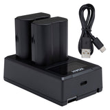 Koah Rechargeable 2250mAh Replacement Batteries for Nikon EN-EL15c (2-Pack) and Dual LCD Charger