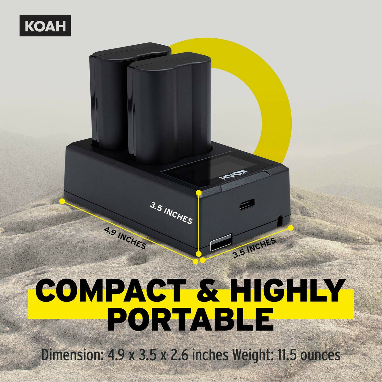Koah Rechargeable 2250mAh Replacement Batteries for Nikon EN-EL15c (2-Pack) and Dual LCD Charger
