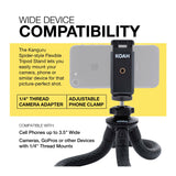 Koah Kanguru 12-Inch Flexible Waterproof Tripod with Bluetooth for iPhone, Galaxy, Go Pro Cameras