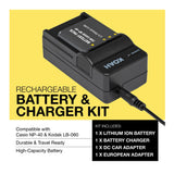 Koah Rechargeable Lithium-Ion Battery and Charger Kit Compatible with Casio NP-40 and Kodak LB-060