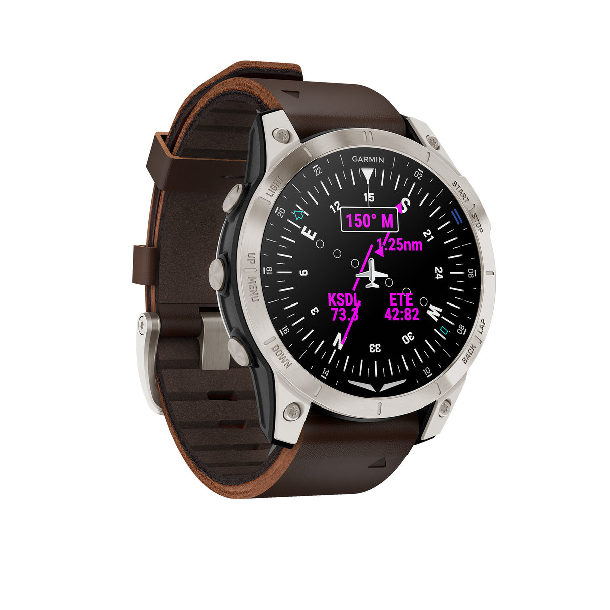 Garmin D2 Mach 1 Aviator Smartwatch with Oxford Brown Leather Band