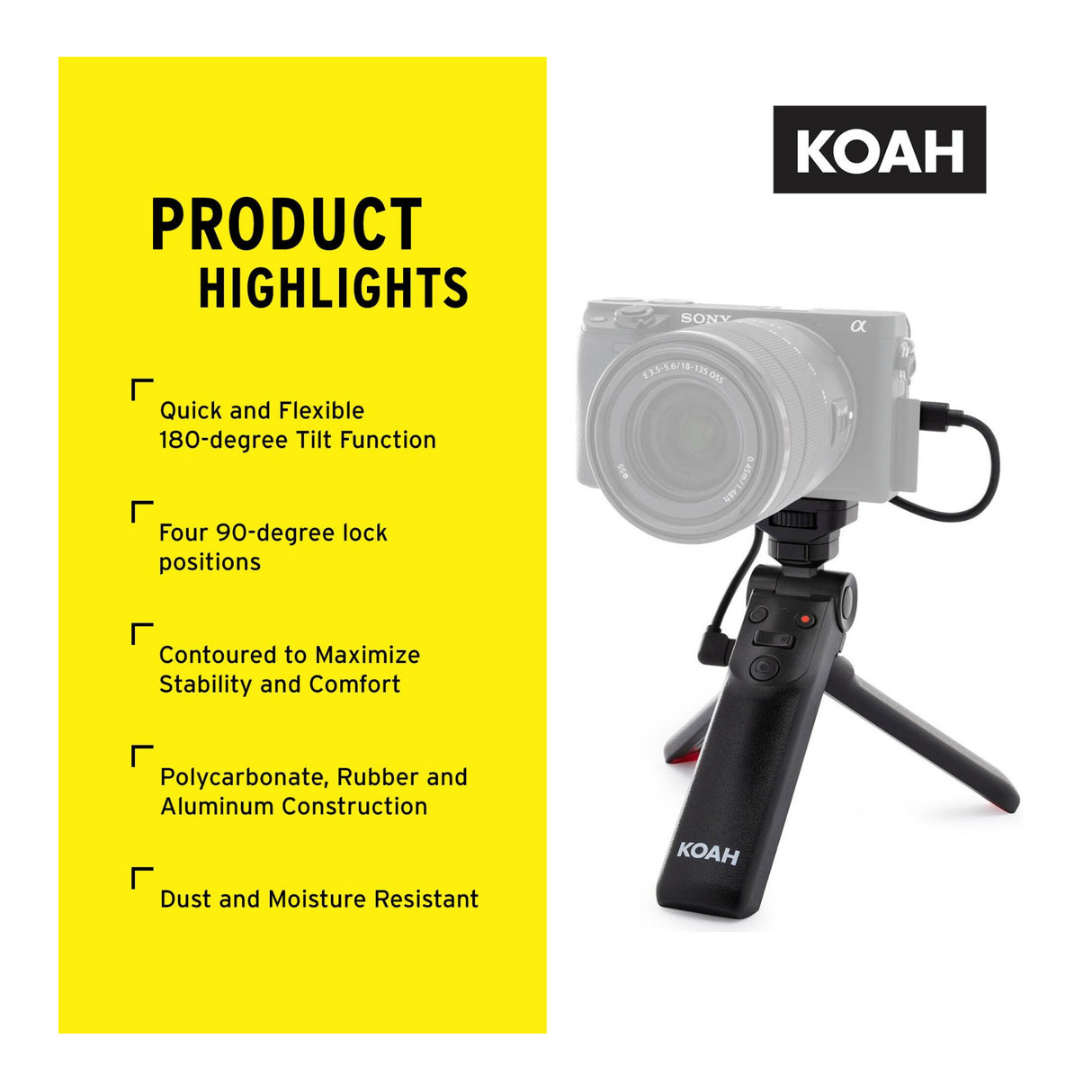 Koah Vlogging Camera Grip and Tripod for Content Creators