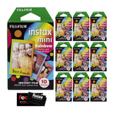 Fujifilm Instax Mini Instant Rainbow Film (10-Pack) with Cleaning Cloth
