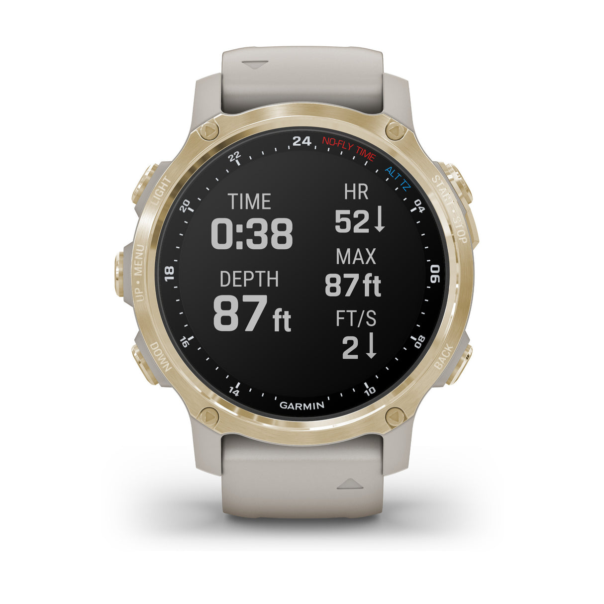 Descent Mk2S GPS Diving Smartwatch (43mm, Light Gold/Light Sand Silicone Band)