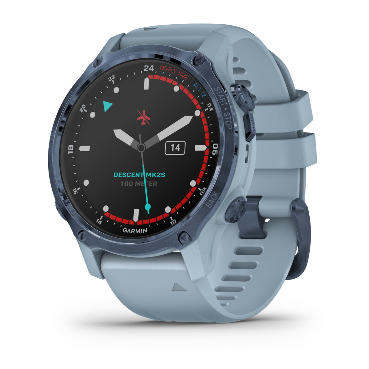 Garmin Descent Mk2S GPS Diving Smartwatch (43mm, Mineral Blue with Sea Foam Silicone Band)