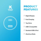 Kratos Power 45W 2-Port Digital Display USB-A 45W QC3.0 & Type-C 45W Car Charger (Open Box)