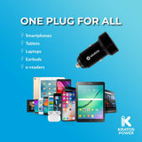 Kratos Power 45W 2-Port Digital Display USB-A 45W QC3.0 and Type-C 45W PD3.0 Car Charger