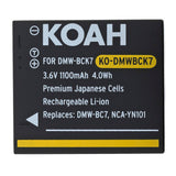 Koah PRO Panasonic DMW-BCK7 Rechargeable Replacement 1100mAh Li-ion Battery