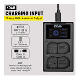 Koah Dual USB-C Charger with LCD Display for Nikon EN-EL15 Battery