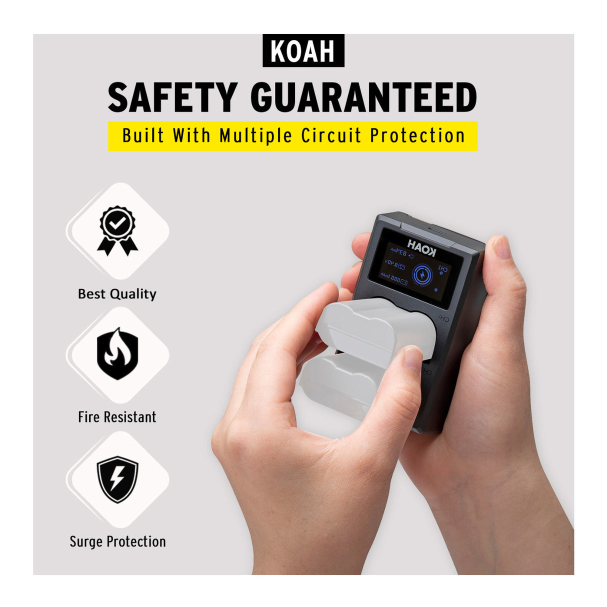 Koah Dual USB-C Charger with LCD Display for Nikon EN-EL15 Battery