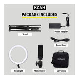 Koah SOL SPHERE 19" 55W Ring Light Kit with Carrying Bag and Smartphone Holder for Content Creation