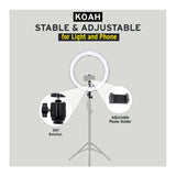 Koah SOL SPHERE 19" 55W Ring Light Kit with Carrying Bag and Smartphone Holder for Content Creation