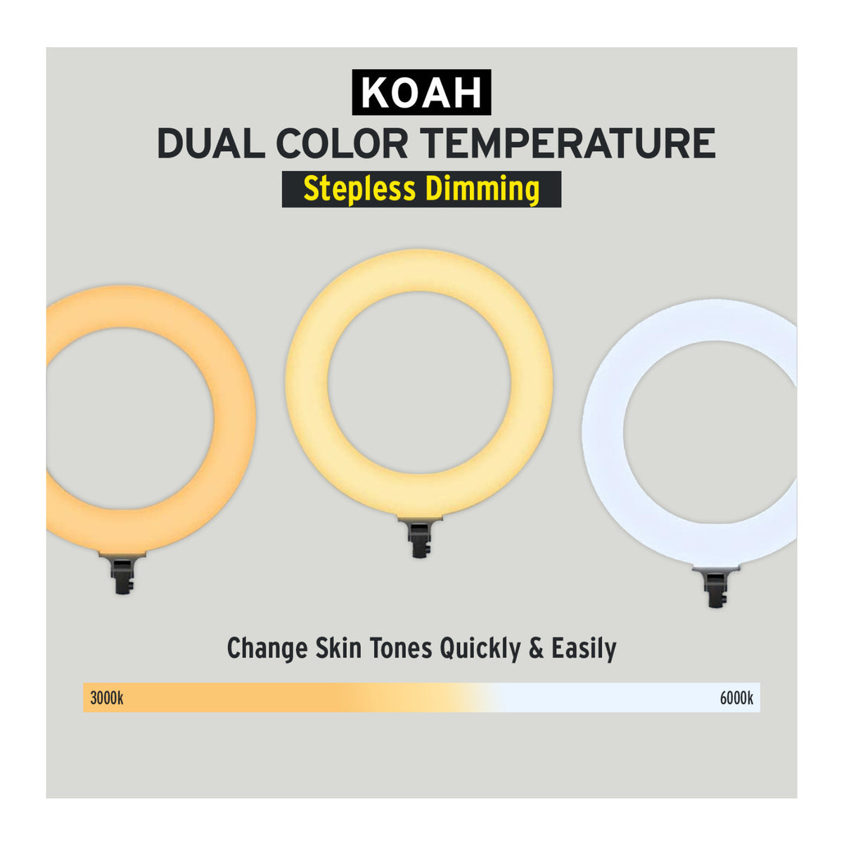 Koah SOL SPHERE 19" 55W Ring Light Kit with Carrying Bag and Smartphone Holder for Content Creation