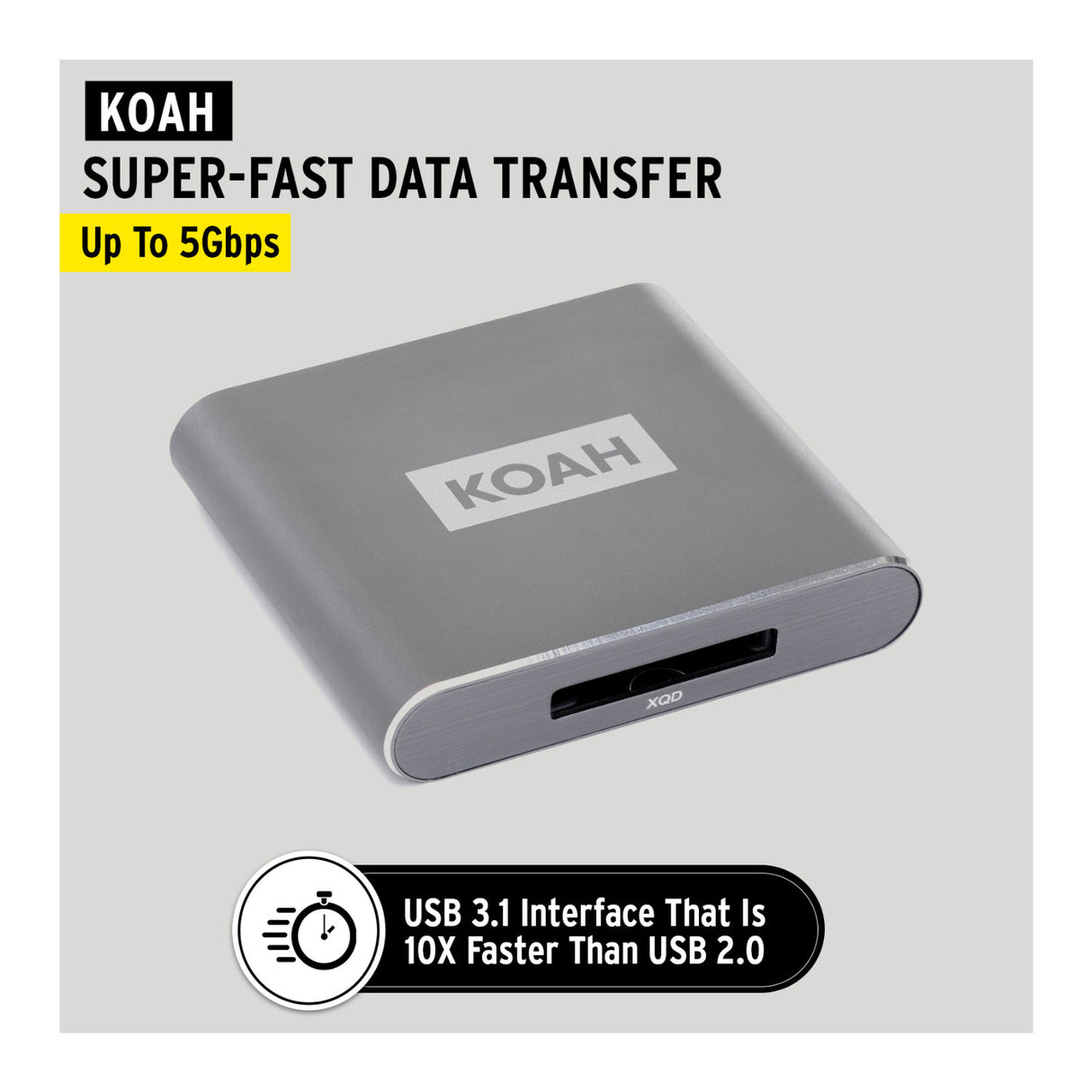 Koah Pro USB 3.1 Type-C XQD Compact Aluminum Shell Card Reader