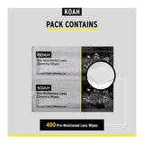 Koah PRO Pre-Moistened Lens Cleaning Wipes (400-Pack)