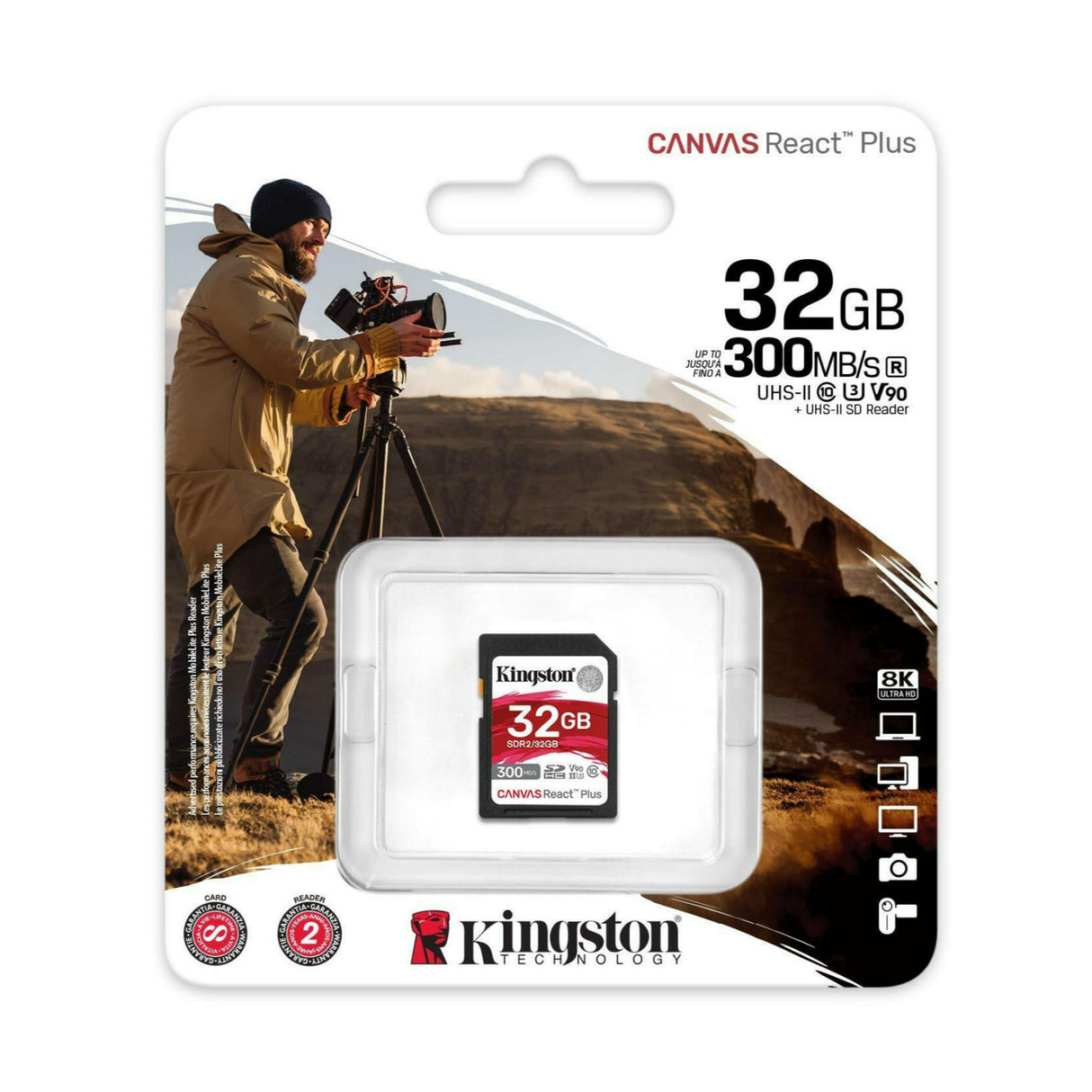 Kingston Canvas React Plus 32GB U3 V90 SD Memory Card