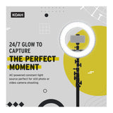 Koah SOL SPHERE 13-Inch 42W Dimmable LED Ring Light Kit with Carrying Bag and Air-Cushioned Stand