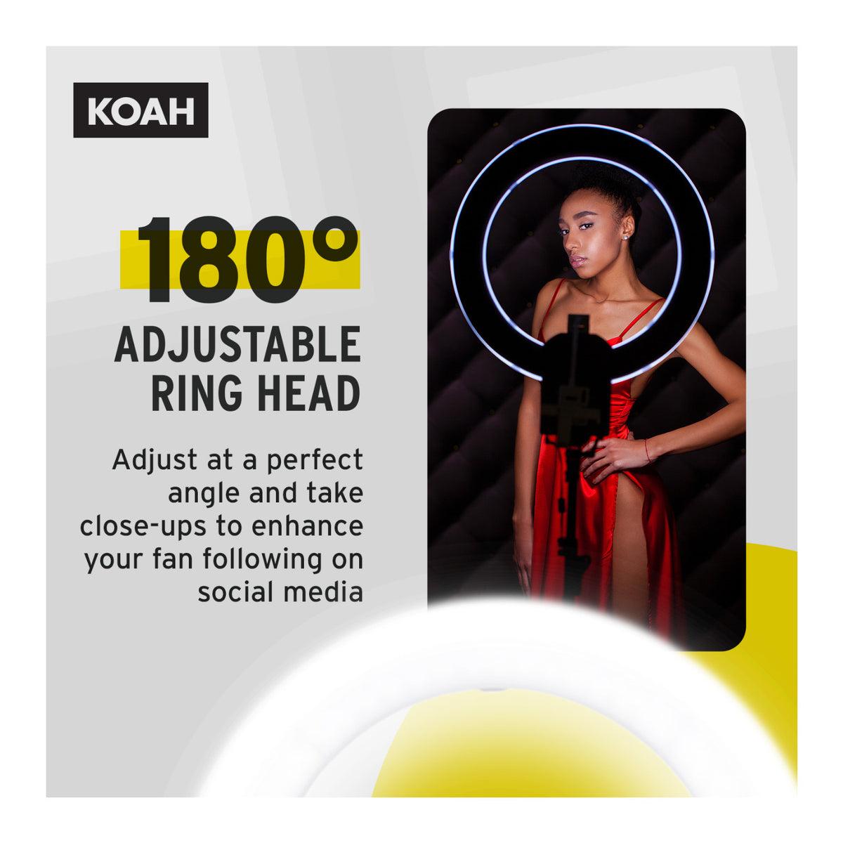 Koah SOL SPHERE 19-Inch 55W Ring Light Kit with Carrying Bag Bundle and Air Cushioned Stand