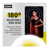 Koah SOL SPHERE 19-Inch 55W Ring Light Kit with Carrying Bag Bundle and Air Cushioned Stand