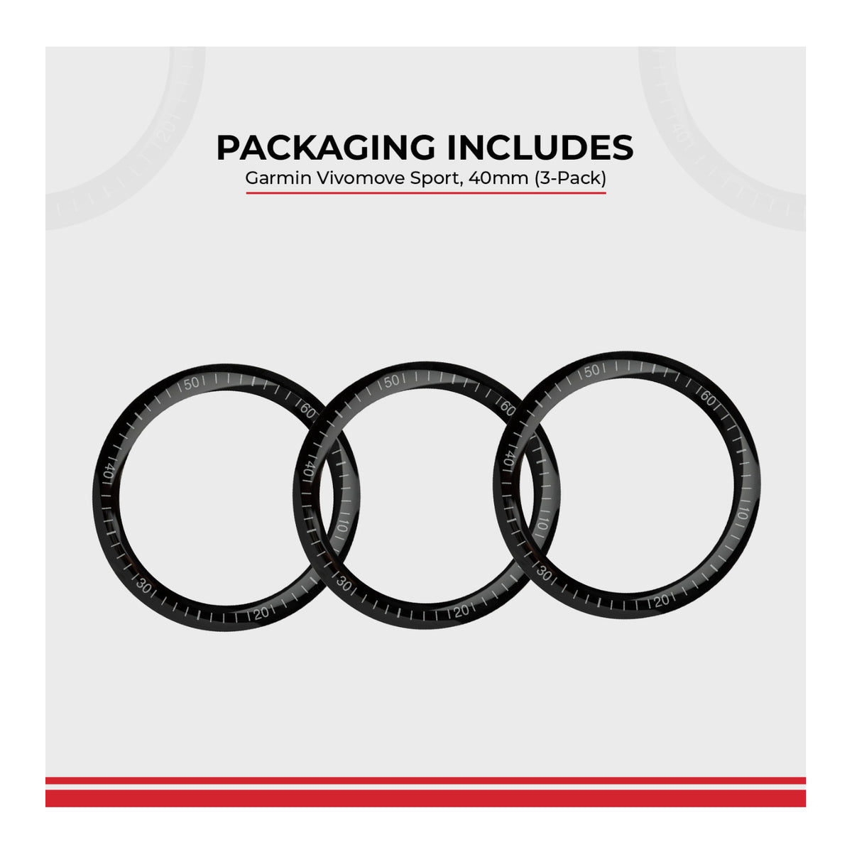 Focus 9H Tempered Glass Screen Protector Film for Garmin Vivomove Sport (40mm, 3-Pack)