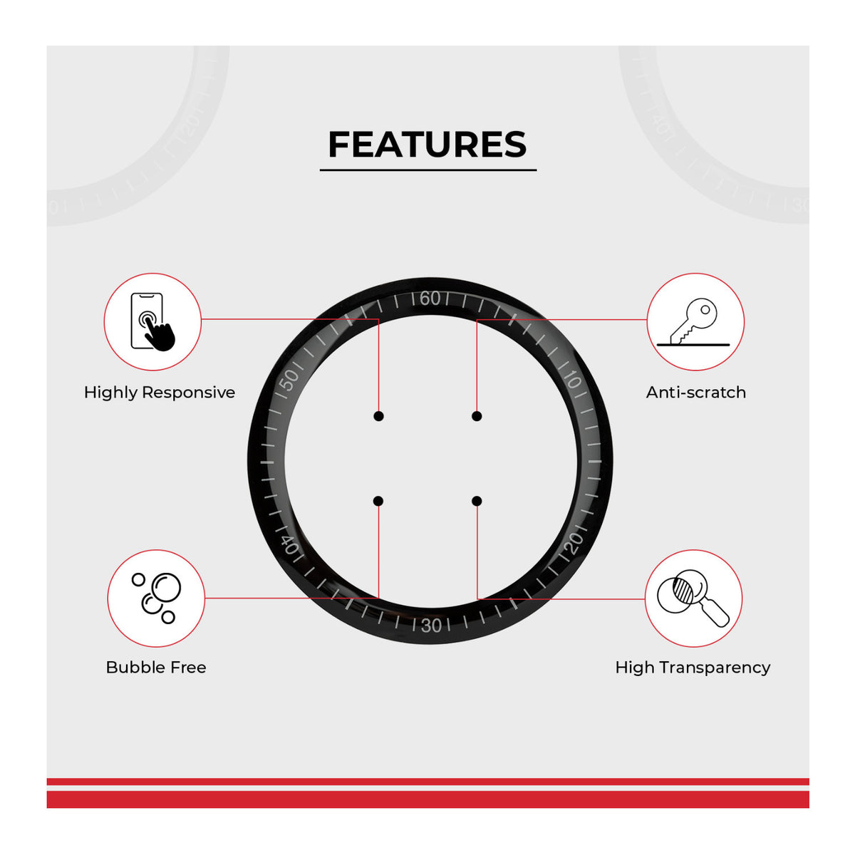 Focus 9H Tempered Glass Screen Protector Film for Garmin Vivomove Sport (40mm, 3-Pack)