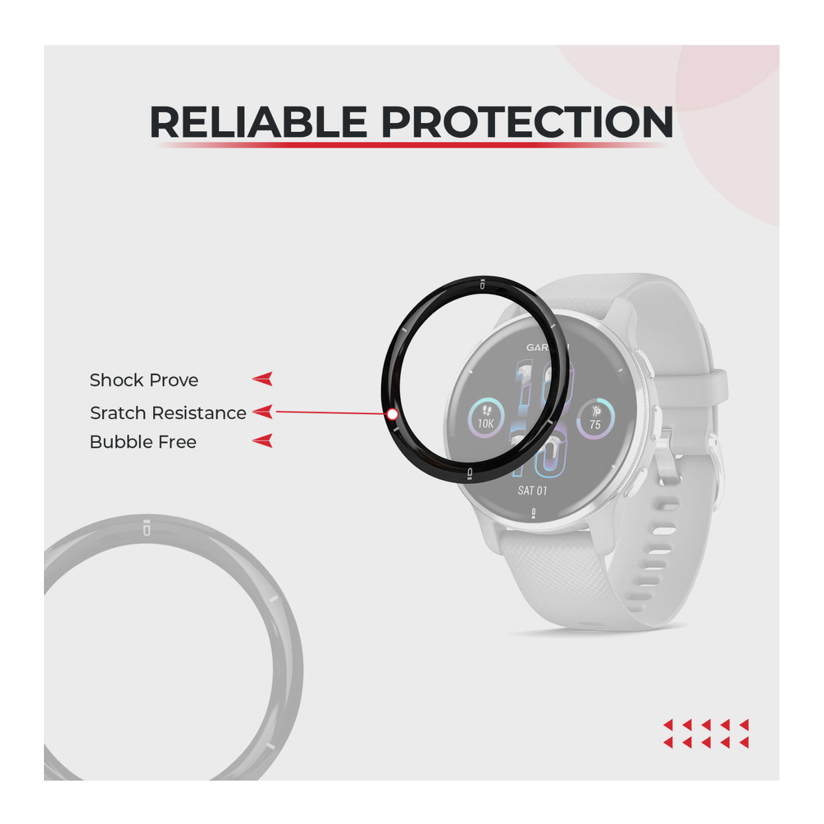 Focus 9H Tempered Glass Screen Protector Film for Garmin Venu 2 Plus (43mm, 3-Pack)