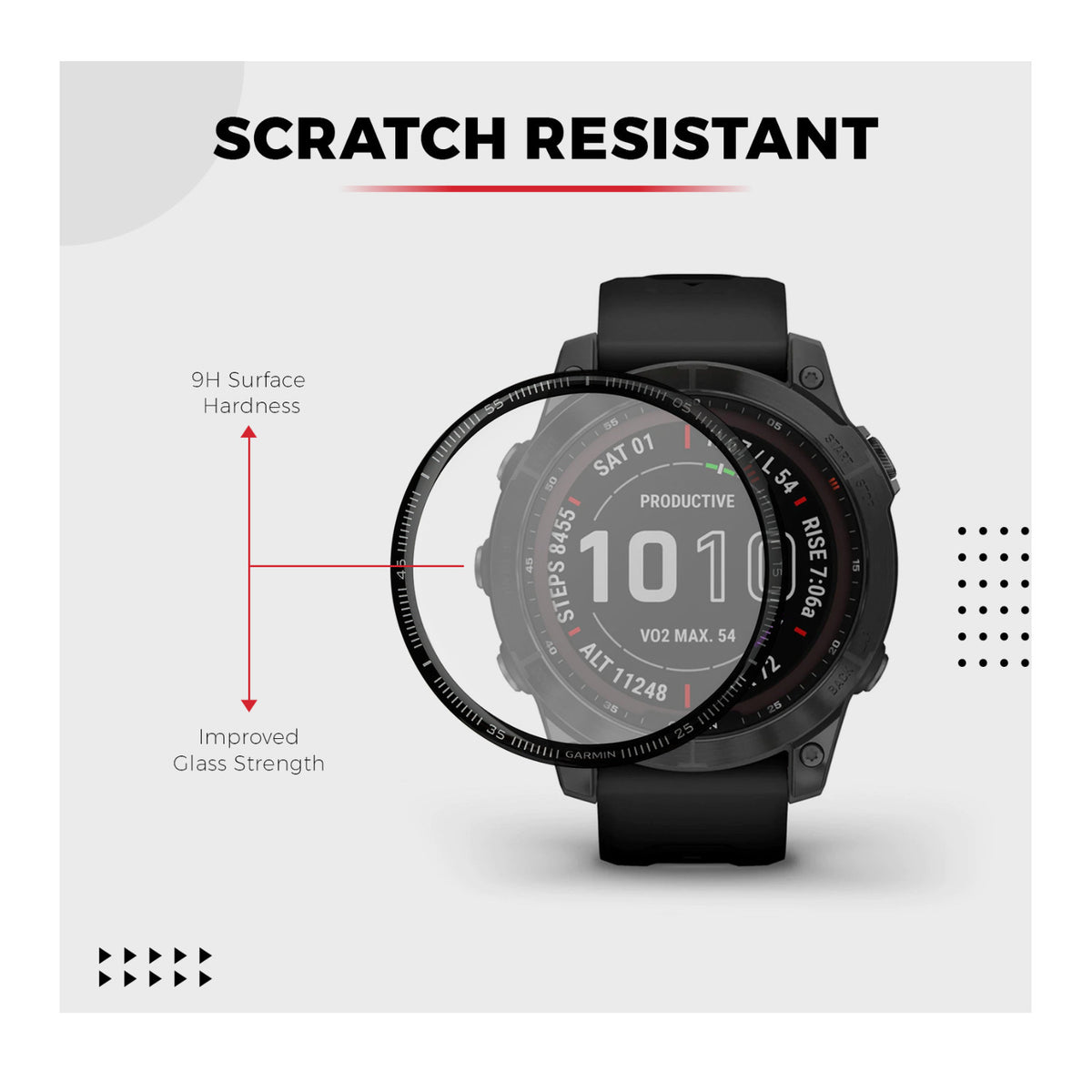 Focus 9H Tempered Glass Screen Protector Film for Garmin Fenix 7 (42mm, 3-Pack)