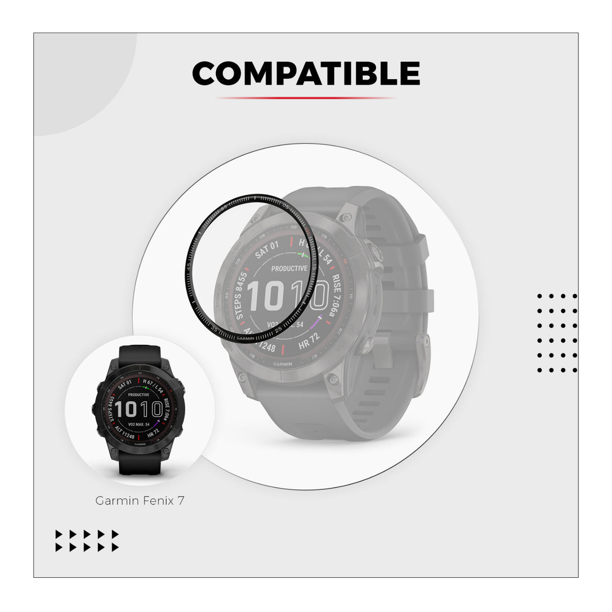 Focus 9H Tempered Glass Screen Protector Film for Garmin Fenix 7 (42mm, 3-Pack)