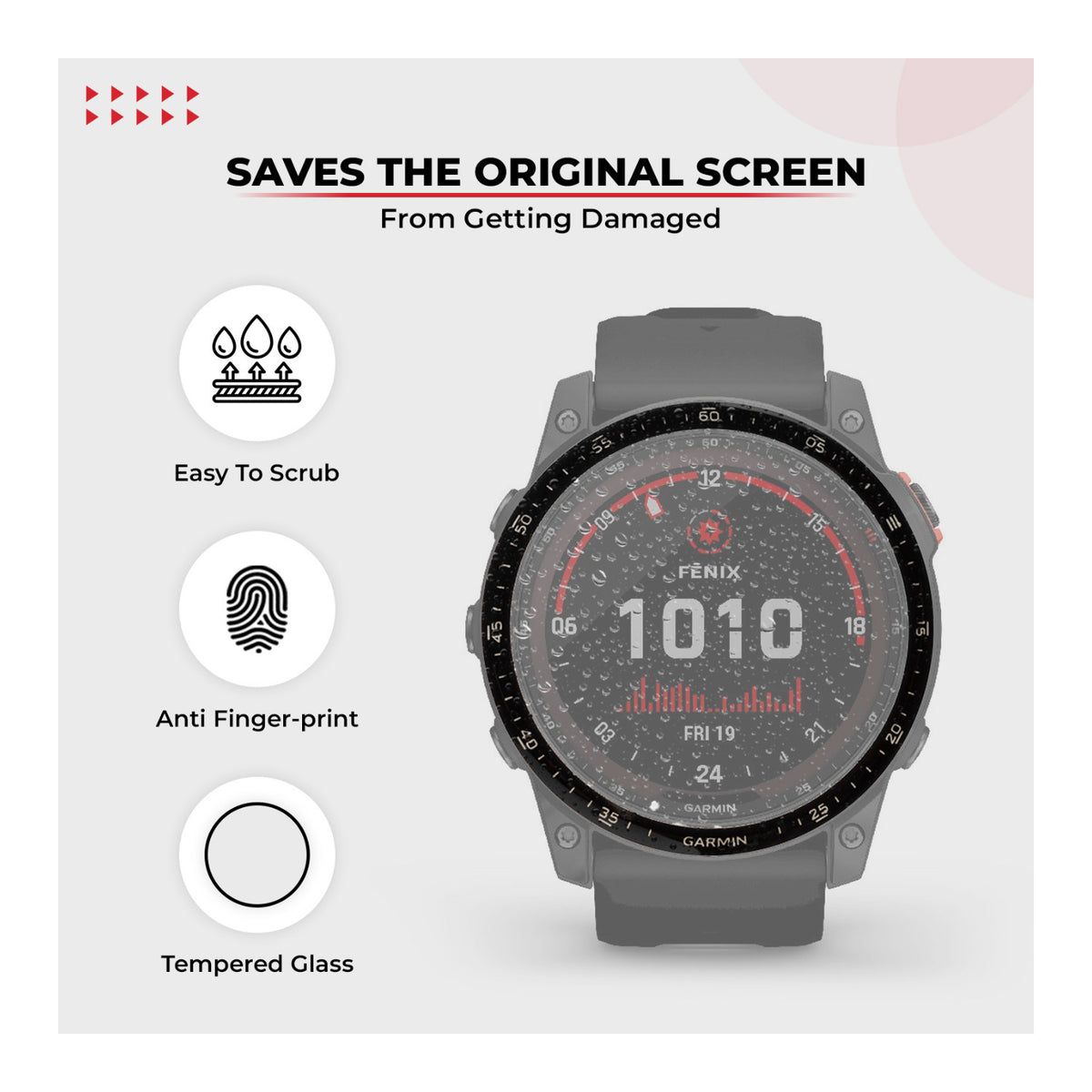 Focus 9H 47mm Tempered Glass Screen Protector Film for Garmin Epix Gen 2, 3-Pack (Open Box)