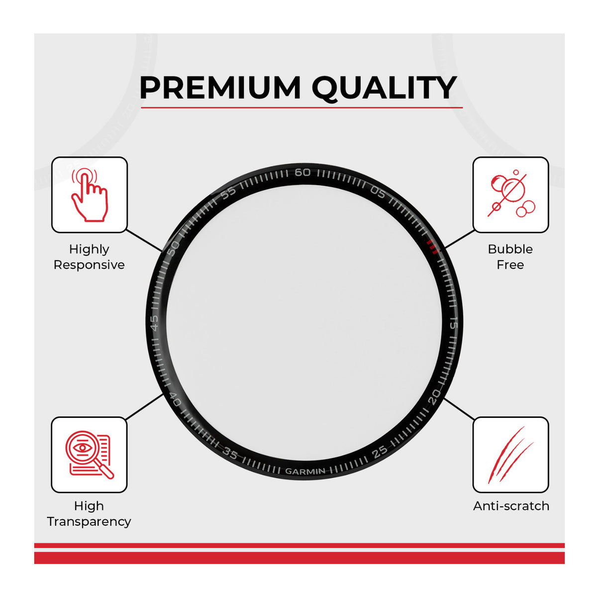 Focus 9H Tempered Glass Screen Protector Film for Garmin Fenix 7X (51mm, 3-Pack)