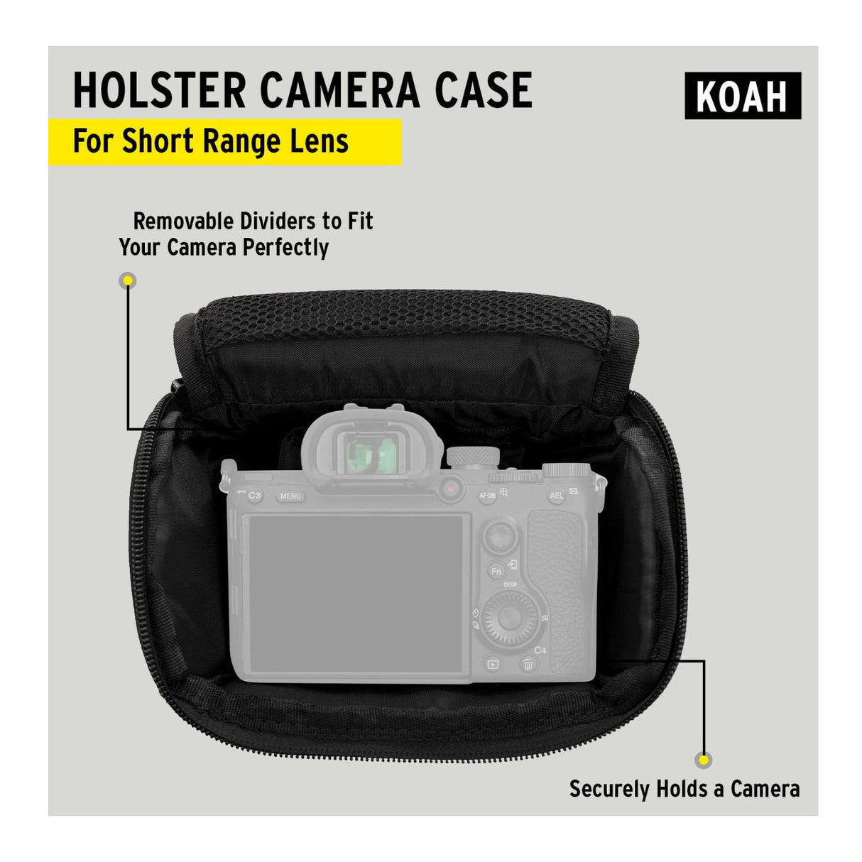 Koah Holster Camera Case and Accessory Bundle for DSLR, Mirrorless, and Camcorders