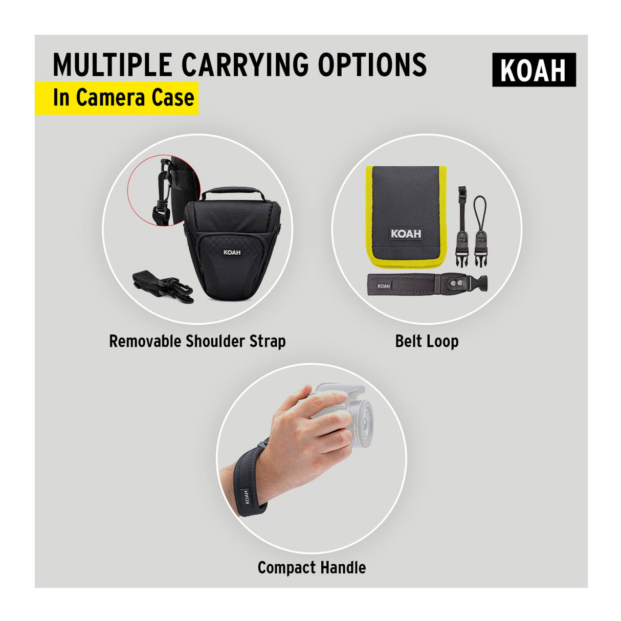 Koah Holster Camera Case and Accessory Bundle for DSLR, Mirrorless, and Camcorders