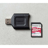 Kingston Canvas React Plus 128GB U3 V90 SDXC UHS-II SD Card and Kingston USB 3.2 SD Card Reader