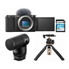 Sony Alpha ZV-E10 APS-C Interchangeable Lens Mirrorless Vlog Camera (Body Only, Black) Bundle
