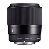 Sigma 30mm f/1.4 Contemporary DC DN Prime Lens for Sony E with 64GB Card Bundle