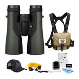 Vortex 12x50 Crossfire Roof Prism Binoculars with Glasspak Harness and Accessory Bundle