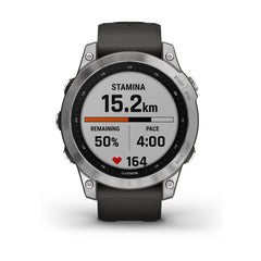 Garmin Fenix 7 Multisport GPS Watch with Graphite Band (Standard Edition Silver)