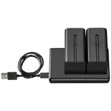 Westcott NP-F970 Dual Battery Pack with Charger  (2-pack L-Series 7.4V 6600mAh 48.8Wh)
