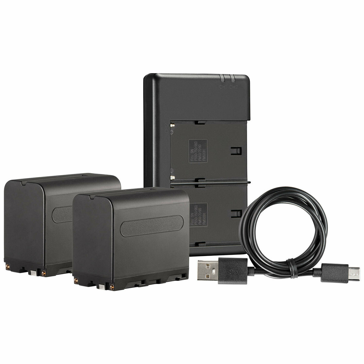 Westcott NP-F970 Dual Battery Pack with Charger  (2-pack L-Series 7.4V 6600mAh 48.8Wh)