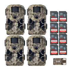 Stealth Cam 2022 G42NG 32MP No-Glow Trail Cameras, Kryptek, & Cards Kit (4-Pack)