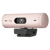 Logitech Brio 500 1080p Full HD Webcam Webcam (Rose) Bundle with 4-Port USB Hub
