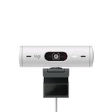 Logitech Brio 500 Webcam with Selfie Ring Light Stand and USB Hub (Off-White)