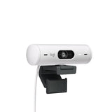 Logitech Brio 500 Webcam with Selfie Ring Light Stand and USB Hub (Off-White)