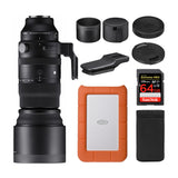 Sigma 150-600mm f/5-6.3 DG DN OS Sports Zoom Lens for Sony E with 1TB Hard Drive and 64GB SD Card